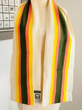 Vintage Kate Spade Yellow Green & Pink Stripe Scarf | Excellent Condition